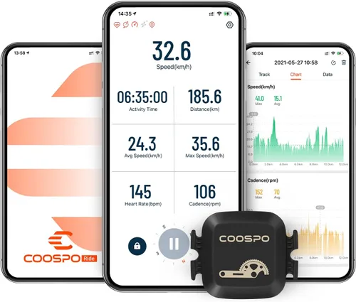 Vista 4 de COOSPO Sensor de cadencia y velocidad para ciclismo, Bluetooth inalámbrico y sensor de RPM de bicicleta ANT+ para computadoras de ciclismo