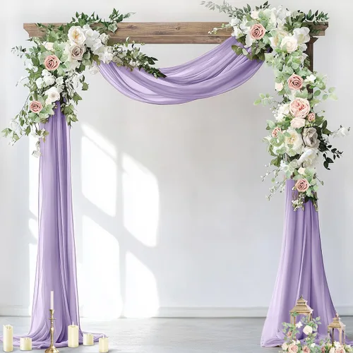 Vista 8 de Socomi Tela para Arco de Boda 1 Panel 29" x 19 Pies Gasa Chifón Transparente Azul Bebé Cortinas 6 Yardas para Ceremonia de Boda Decoración de Fiesta