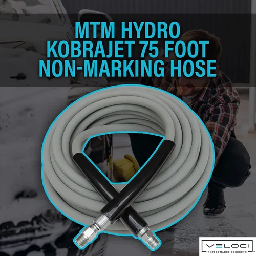 Vista 2 de MTM Hydro Kobrajet - Manguera de lavado de alta presión de 3/8 pulgadas, 4000 PSI 75 pies para lavado de autos y detalles, accesorios para lavadora
