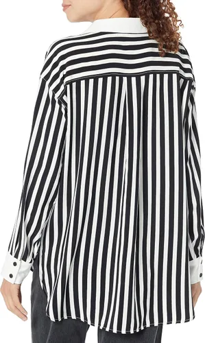 Vista 4 de Karl Lagerfeld Paris Blusa deportiva suave de manga larga a rayas para mujer