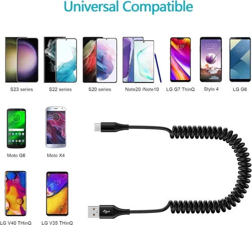 Vista 6 de Cargador de coche para iPhone 16 17 15Pro Max, 15 Plus, 15 +, 15 +, 15 Ultra Car Carplay, cable USB a USB C, cable retráctil de 5 pies, paquete de 2