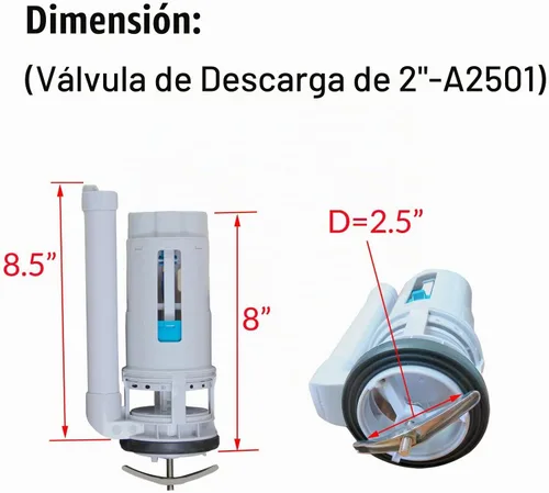Vista 4 de WinZo A2501 - Kit de válvula de descarga de inodoro para inodoros Waterridge de una pieza, piezas de repuesto de válvula de descarga doble