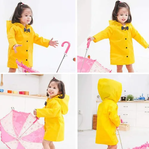 Vista 6 de Chaqueta larga con capucha para niños de 2 a 10 años, con lazo, ligera, con capucha