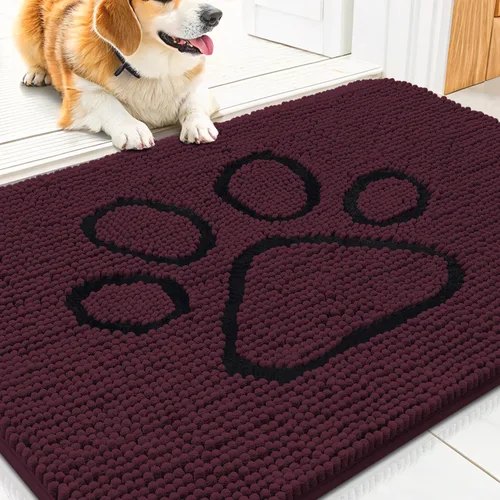 Vista 168 de Smiry Tapete para puerta de perro para patas fangosas, absorbente y Gris y negro