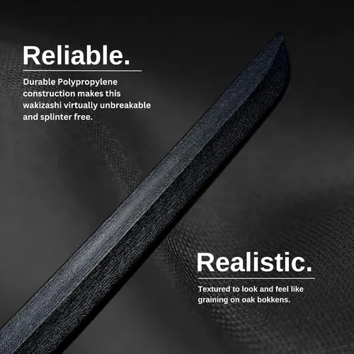 Vista 8 de E-BOGU Katana de práctica de polipropileno estilo Mokume (62.2 cm) con vaina Saya negra