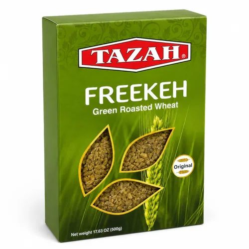 Vista 3 de TAZAH Freekeh - Trigo tostado verde, grano de trigo duro verde tostado original para pilaf Freekeh, sopa, ensaladas y guarniciones, producto