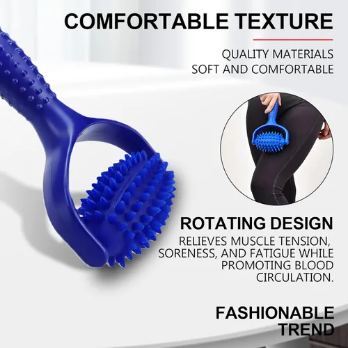 Vista 5 de Rodillo de bolas de masaje con mango – Rodillo de auto-masaje herramienta de masaje para alivio muscular Relajación corporal Fascia Masaje