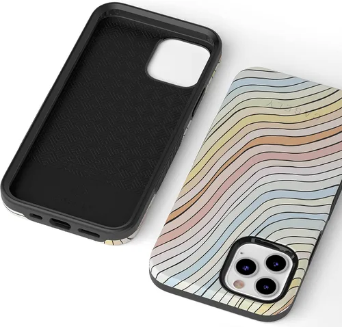 Vista 6 de Casely Funda para iPhone 11 Pro Max Ride The Wave Forro de arcoíris pastel Diseño protector audaz