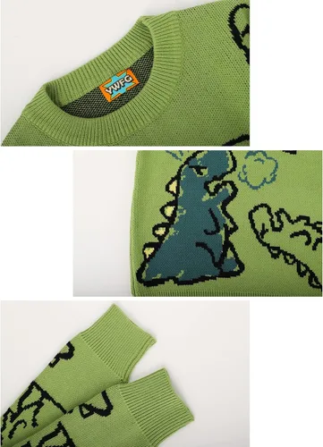 Vista 6 de Rxozrxoz Suéter de punto de dinosaurio para mujer, lindo suéter kawaii vintage, casual, holgado, suéter sin botones