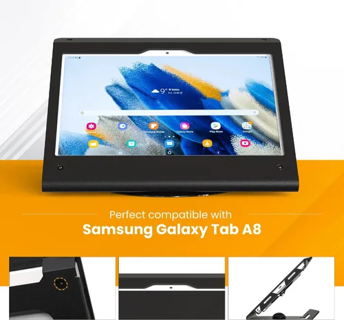 Vista 4 de Soporte para tableta compatible con Samsung Galaxy Tab A8 - Acero resistente con base giratoria de 360° con bloqueo de cable antirrobo BSC102BG