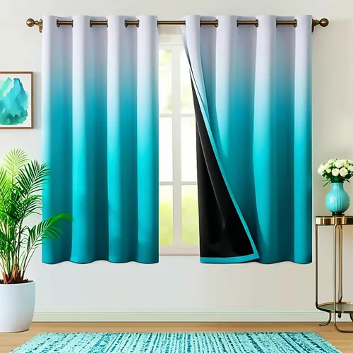 Vista 11 de WUBODTI 2 paneles de cortinas traslúcidas color negro degradado para dormitorio, sala de estar, 84 pulgadas de largo, 2 paneles de cortinas