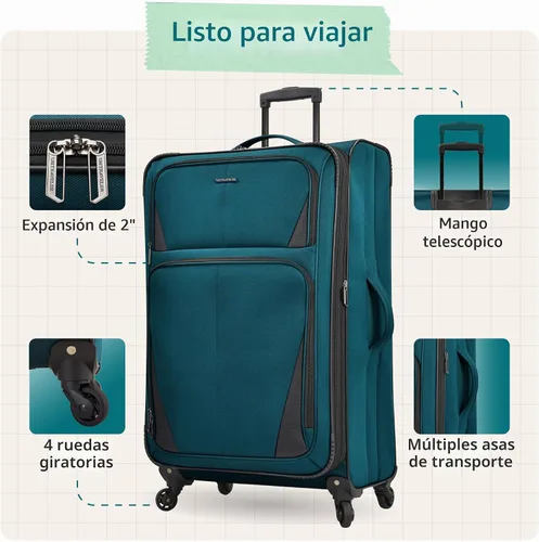 Vista 4 de U.S. Traveler - Equipaje extensible con costado blando Aviron Bay, Negro, Juego de 2 piezas