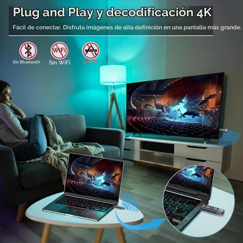 Vista 2 de Transmisor y receptor HDMI inalámbrico, 120M/400FT, 5.8G+2.4G de doble