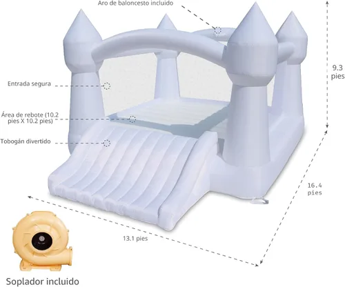 Vista 9 de Bounceland Party Castle Daydreamer Cloud Bounce House, 16.4 pies de largo x 13.1 pies de ancho x 9.3 pies de alto, aro de baloncesto, soplador