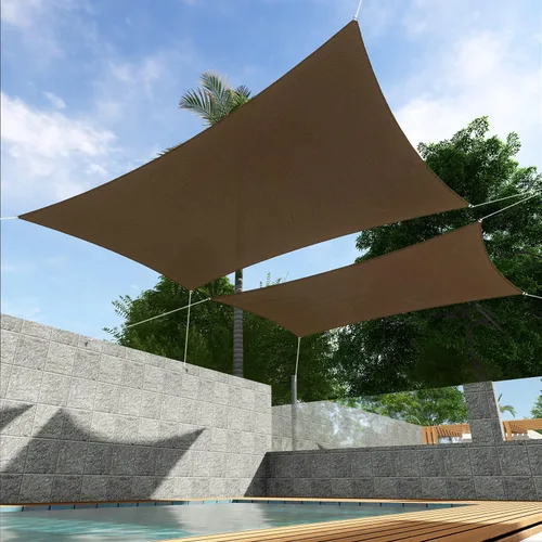 Vista 8 de Toldo parasol rectangular de 2 x 2 pies para patio, patio, toldo permeable para césped, jardín, actividades al aire libre, color marrón