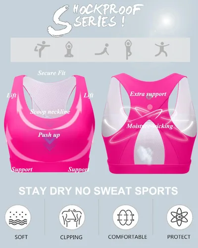 Vista 5 de RUNNING GIRL High Impact Sports Bras for Women,Racerback Running Bra Workout Crop Tank Tops Longline Sports Bra Push up