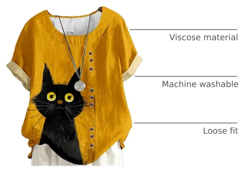 Vista 4 de domirica Flower Bird Printed Loose Boho Shirts Women Plus Size Summer Crew Neck Short Sleeve Blouses Sonrisa