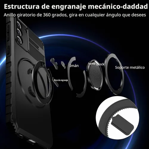 Vista 7 de Funda para Samsung Galaxy S21 compatible con carga inalámbrica magnética, con 1 protector de pantalla, para teléfono S21, anillo de soporte de 360°