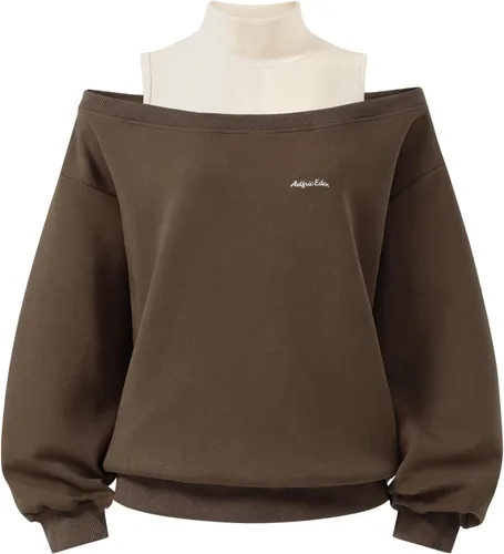 Vista 15 de Aelfric Eden Sudadera de cuello alto falso con hombros descubiertos para Gris Stone