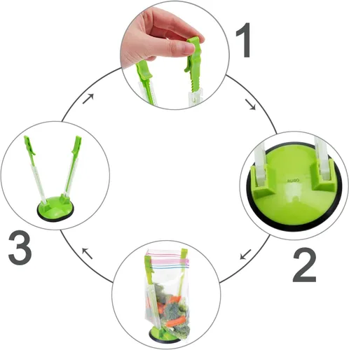 Vista 3 de Ruibo Soporte de estante holgado para preparación de alimentos/bolsa Ziplock, planificación de comidas/soporte de plástico para bolsas