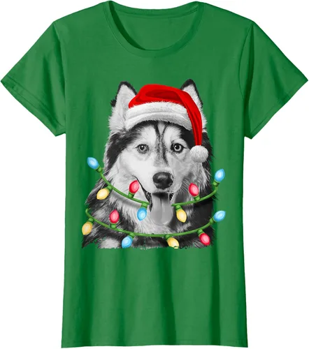 Vista 25 de Camiseta para niños con diseño de hachís siberiano con luces de árbol de Navidad Negro