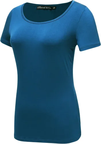 Vista 2 de Playera de manga corta, de OThread & Co., playera básica con cuello bote, para mujer