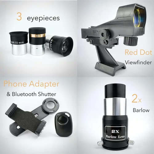 Vista 6 de SpectrumOI Telescopio para niños, telescopio para adultos, regalos de astronomía, telescopio para niños de 8 a 12 años, telescopio reflector