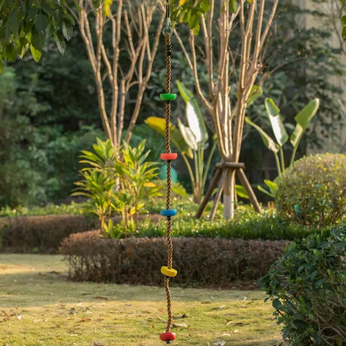 Vista 3 de Cuerda de escalada colorida con plataformas soporte de pie para niños interior al aire libre patio trasero