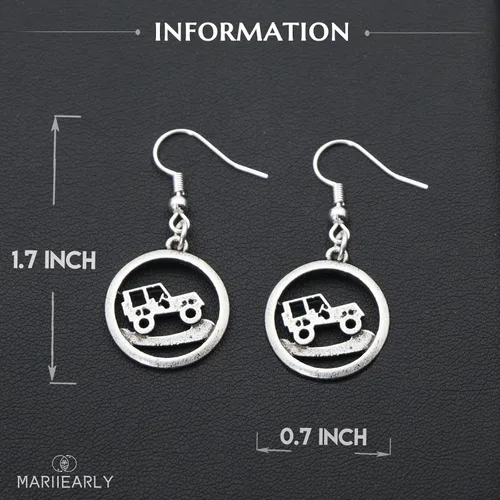 Vista 2 de Aretes de Jeep para mujer, aretes colgantes para Jeep, joyería para niñas y mujeres, aretes hechos a mano personalizados, regalo
