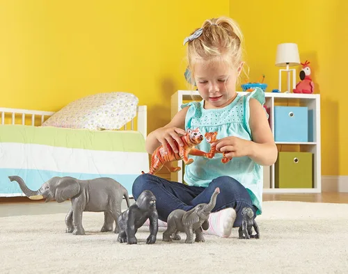 Vista 3 de Learning Resources Jumbo Jungle Animals Mommas y Bebés - Juguetes de animales de safari, figuras de animales pequeños, figuras de juguete