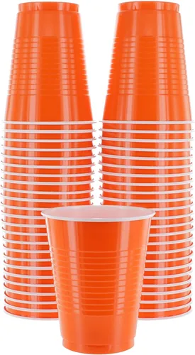 Vista 10 de Amcrate Vasos desechables, vasos de plástico negros de 18 onzas, fuertes y resistentes para bodas, Navidad, Halloween, paquete de 50