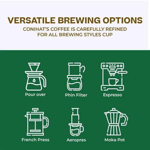 Vista 3 de Conihat Café de grano entero - 100% arábica vietnamita premium, tostado medio, notas afrutadas, caramelo y avellana, rico y suave, bajo en ácido