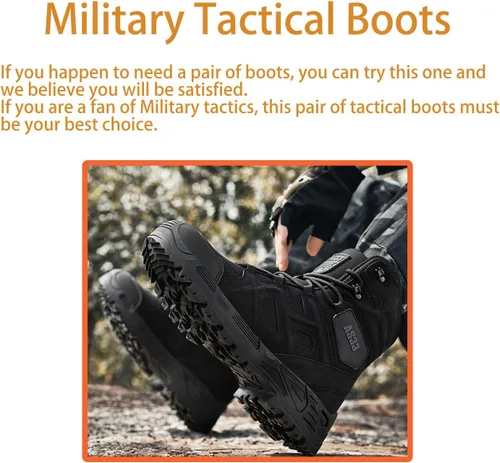 Vista 3 de Kervaky Botas tácticas para hombre, botas militares, botas de trabajo, botas de desierto, botas duraderas, botas de senderismo, botas de combate
