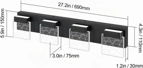 Vista 6 de Aipsun Accesorios de iluminación de tocador de baño negros modernos accesorios de iluminación LED vanidad para baño 4 luces vanidad iluminación 6000