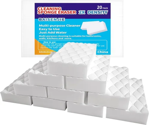 Vista 7 de Esponjas mágicas, paquete de 10 esponjas de melamina a granel, densidad 2X, larga duración, esponja de limpieza para cocina, baño, bañera Blanco
