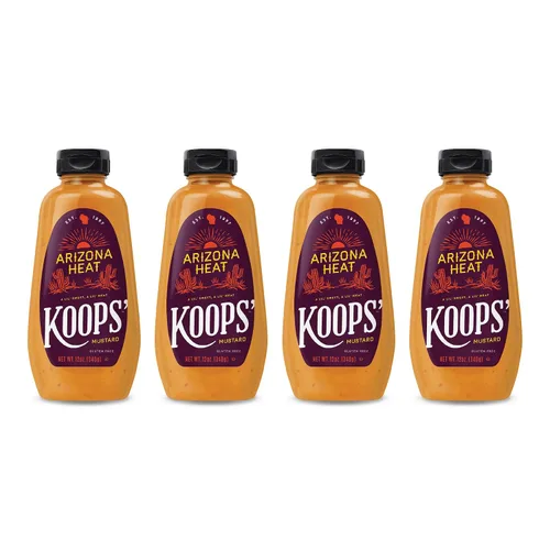 Vista 26 de Koops' Mostaza Arizona Heat - Mostaza dulce y picante, sin gluten, kosher, fabricada en Estados Unidos, a partir de semillas de mostaza de calidad