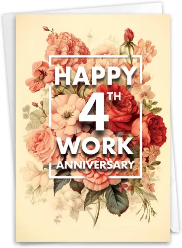 Vista 10 de NobleWorks Tarjeta de felicitación de 4º aniversario (compañero de trabajo) con sobre de 5 x 7 pulgadas para hombres, mujeres (1 tarjeta) 4 años
