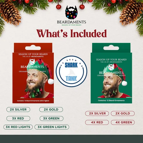Vista 3 de Beardaments Paquete de luces y adornos para barba: las 16 luces originales para barba y 12 adornos para barba