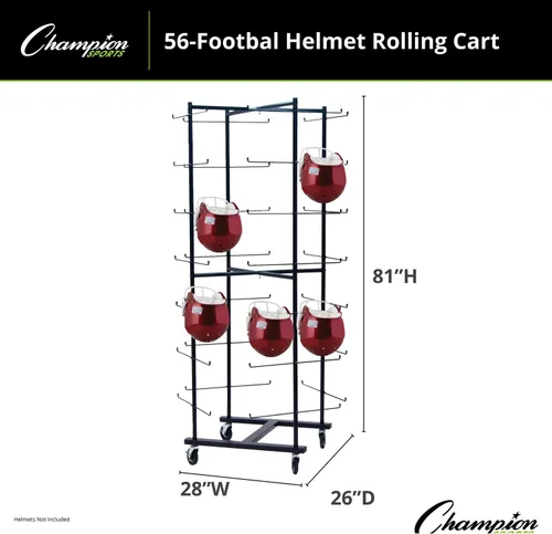 Vista 3 de Champion Sports Estante de casco de fútbol resistente con ruedas giratorias