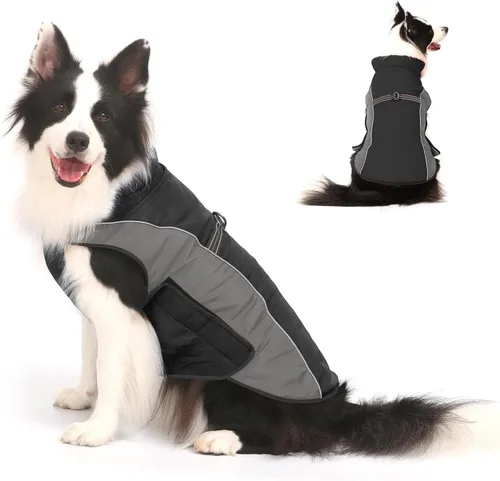 Vista 8 de Abrigo de invierno cálido para perros, Gimilife - Suéter para perros, abrigos impermeables para climas fríos, ropa para mascotas, chaqueta