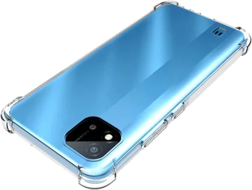 Vista 4 de USTIYA Funda para Realme C11 2021/Realme C20 C20A TPU transparente de cuatro esquinas funda protectora transparente suave