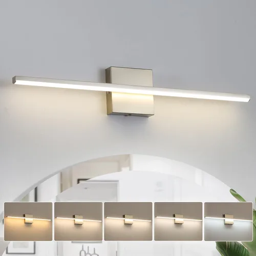 Vista 13 de Lámparas de baño sobre espejo, luz negra de tocador de baño de 12 pulgadas, lámpara LED de pared moderna de 11 W, 3000 K para barra de tocador