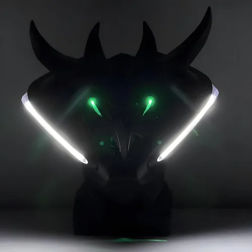 Vista 6 de Máscara LED Cyberpunk, casco futurista para cosplay, ciencia ficción