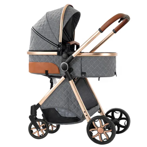 Vista 10 de Cochecito de bebé 2 en 1, cochecito infantil convertible, carriola de bebé de alta vista, cochecito plegable con toldo ajustable (Negro)