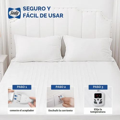 Vista 6 de Sealy Protector de colchón térmico tamaño individual con 10 ajustes