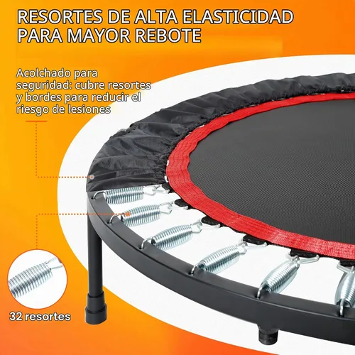 Vista 3 de Foldable Mini Trampoline Load 330lbs, 40"/48" Rebounder Trampoline for Adults with Durable Bungee Band and Adjustable Foam Handle for Home Gym