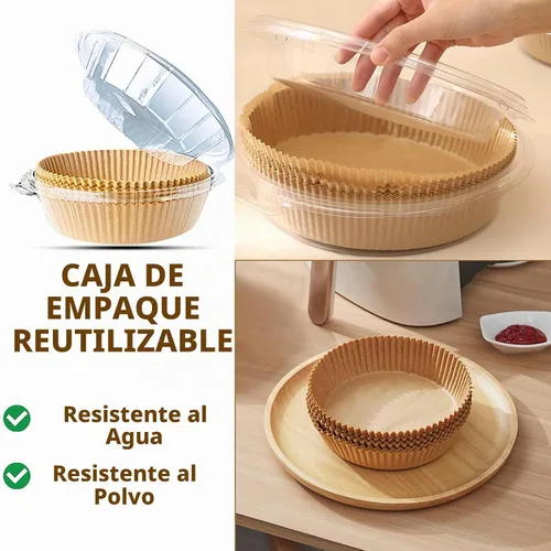 Vista 6 de 200 forros de papel desechables para freidora de aire, antiadherentes, desechables para freidora de aire, papel de hornear para freidora de aire, a