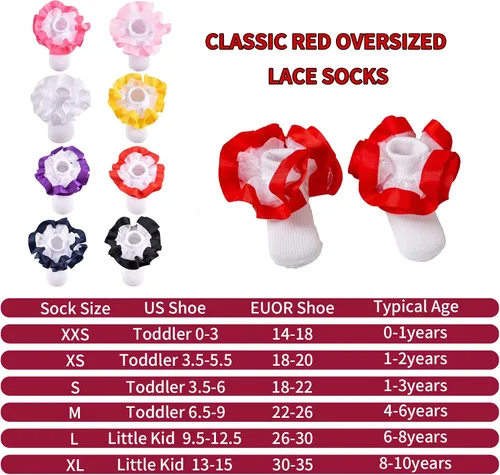 Vista 6 de TWINKLING AT DOWN Girls Socks Lace Princess Socks Ruffle Princess Dress Lace Socks For newbornsbabiestoddlerslittle Girls