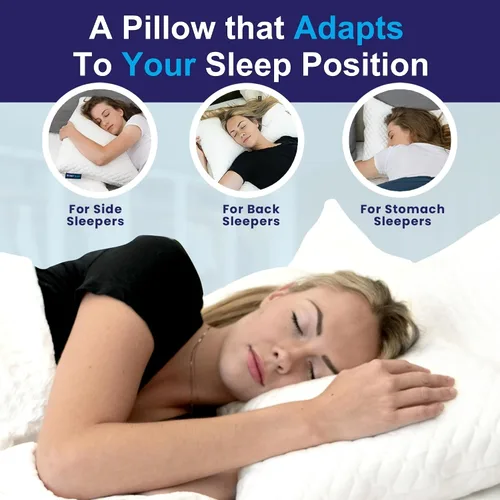 Vista 4 de Sidney Sleep Almohadas curvas ajustables para soporte de cuello y hombros con relleno extra triturado, almohada de contorno cervical para personas