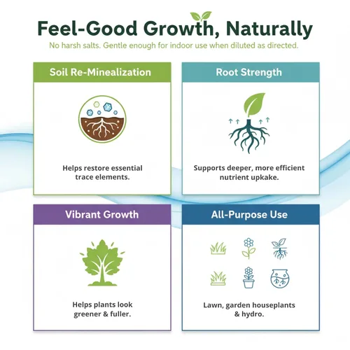 Vista 4 de Fertilizante mineral Ocean Magic Sea por GS Plant Foods (1 galón) – Concentrado líquido para mejorar la salud mineral del suelo – Minerales marinos